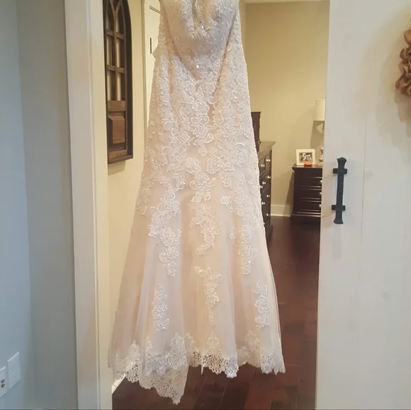 Elegant Ivory Lace Wedding Dress - Picture 4 of 12